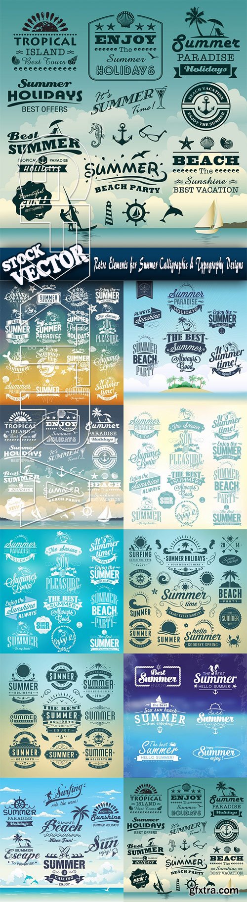 Stock Vector - Retro Elements for Summer Calligraphic & Typography Designs