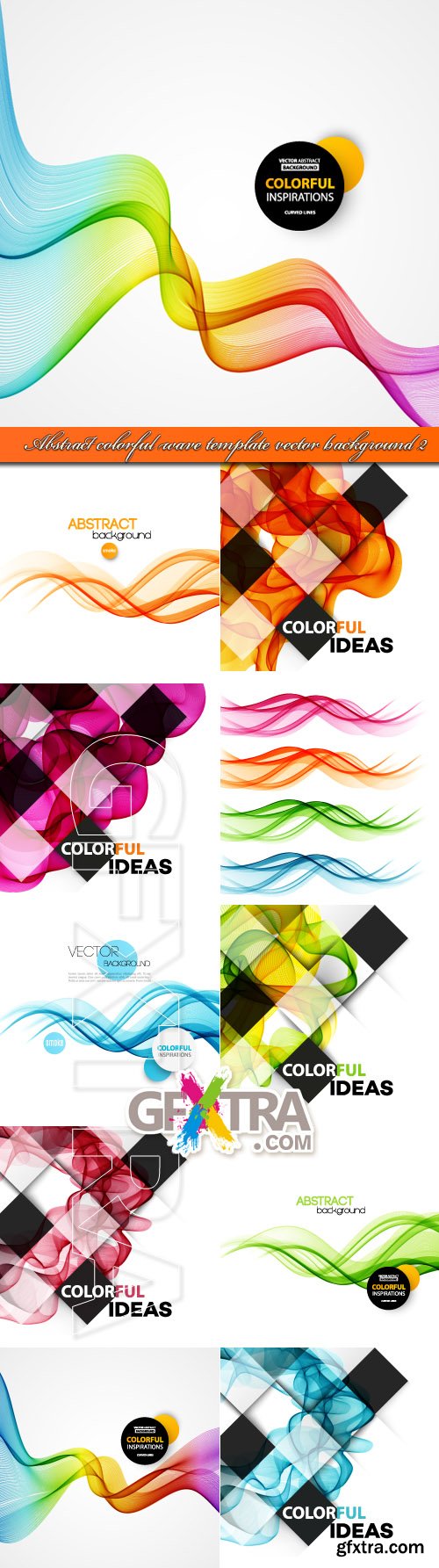 Abstract colorful wave template vector background 2