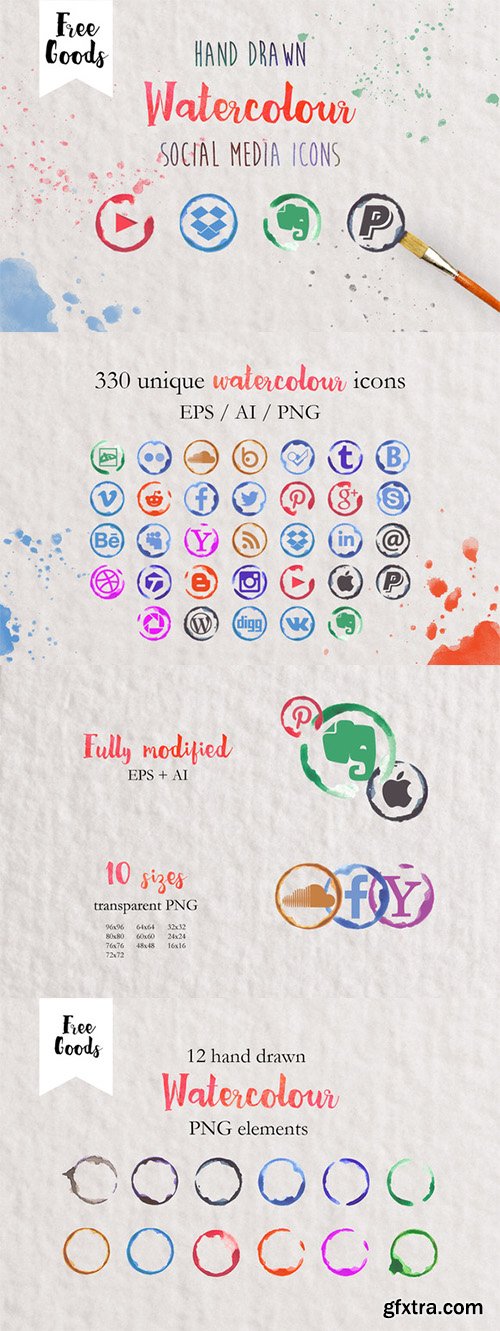 CM - 330 Watercolor Social media icons 227140