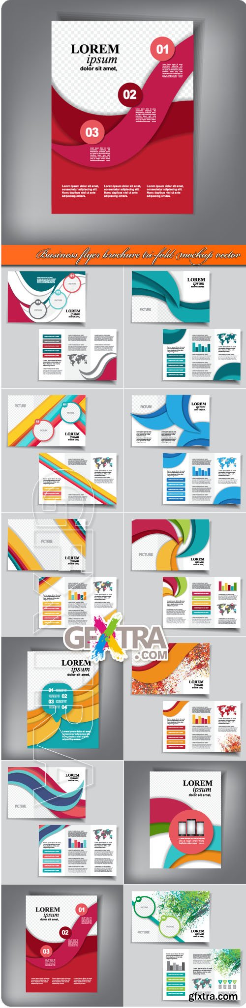 Business flyer brochure tri-fold mockup vector