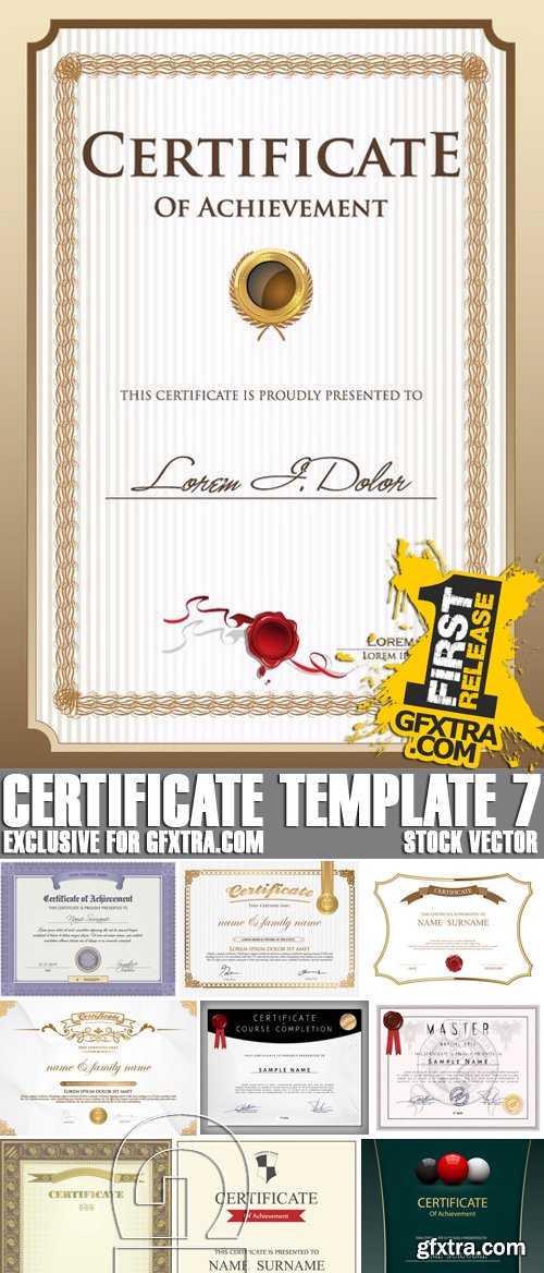 Stock Vectors - Certificate Template 7, 25xEPS