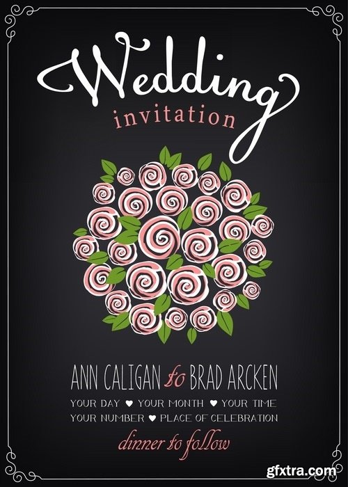 Template for Wedding invitation in vector from stock #4 - 25 Eps