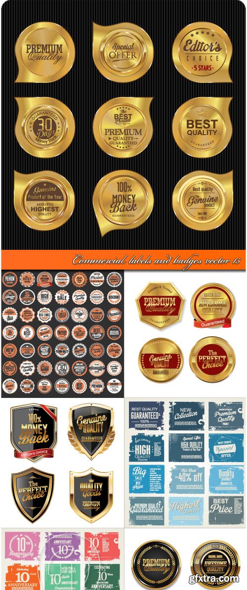 Commercial labels and badges vector 15