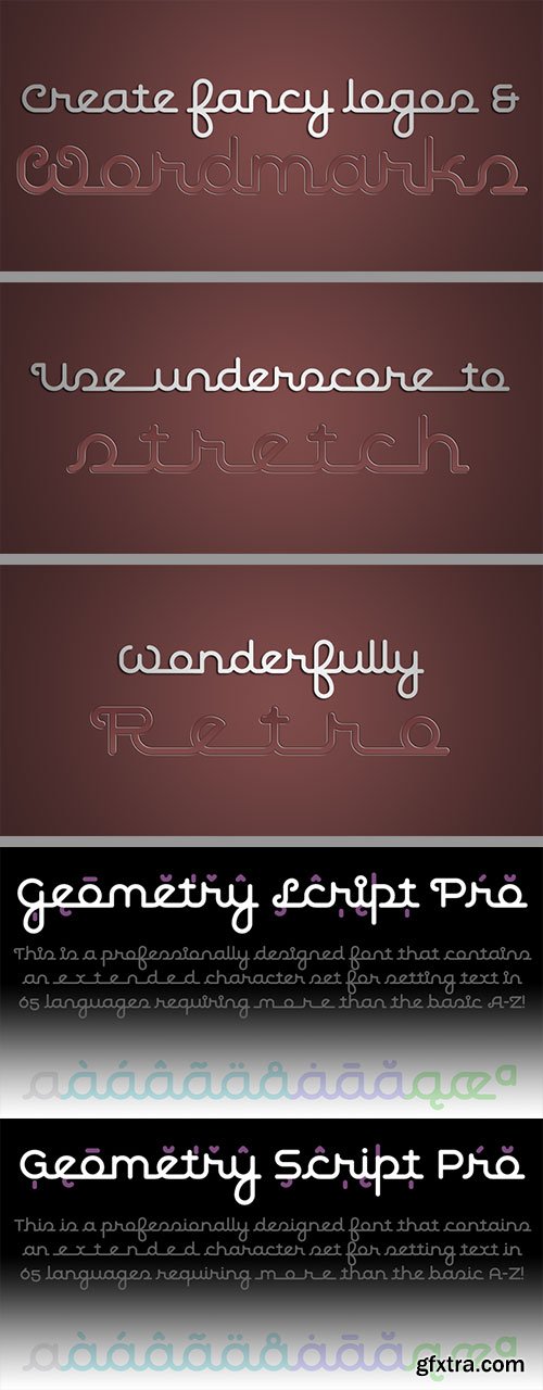 Geometry Script Pro - Rounded Script 50's Style of Connected Logomarks