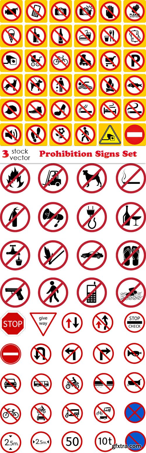 Vectors - Prohibition Signs Set