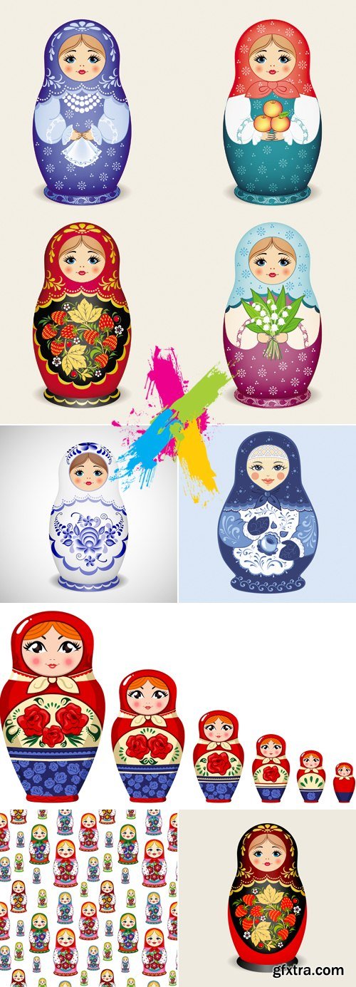 National Russian Dolls Vector