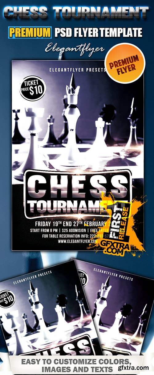 Chess Tournament PSD Flyer Templates + FB Cover