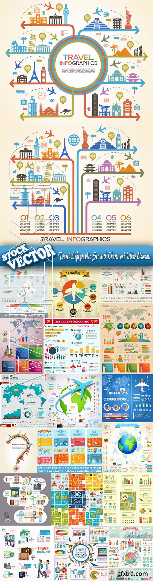 Stock Vector - Travel Infographic Set with Charts and Other Elements