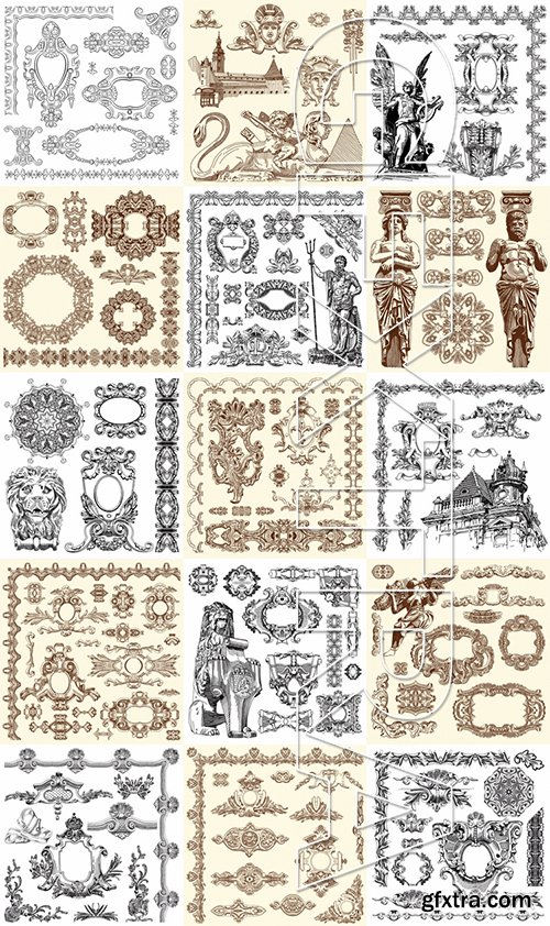 Stock Vector - Hand Draw Vintage Sketch Ornamental Design Elements, 30EPS