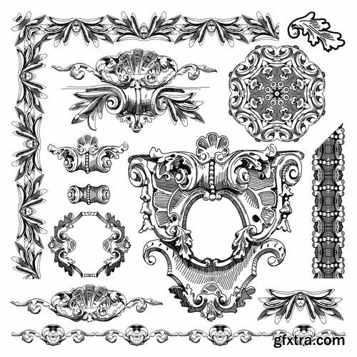 Stock Vector - Hand Draw Vintage Sketch Ornamental Design Elements, 30EPS