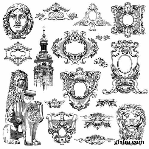 Stock Vector - Hand Draw Vintage Sketch Ornamental Design Elements, 30EPS