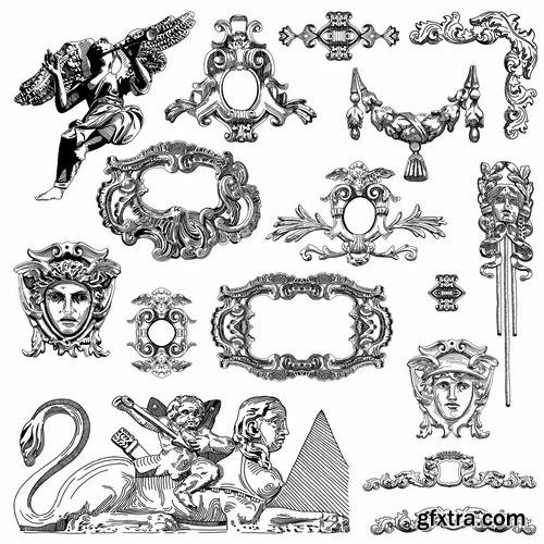 Stock Vector - Hand Draw Vintage Sketch Ornamental Design Elements, 30EPS