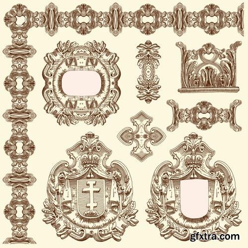 Stock Vector - Hand Draw Vintage Sketch Ornamental Design Elements, 30EPS