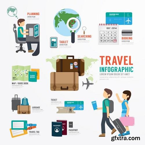 Stock Vector - Travel Concept Landmarks Flat Icons Design, 25EPS