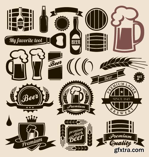 Beer signs icons and design elements vector 13x EPS