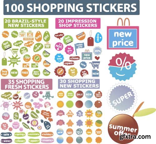 Vending label stickers vector illustration 8x EPS