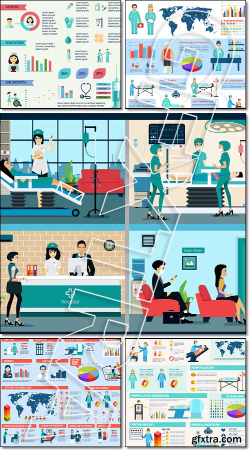 Medical, nurse Infographics Set - Vector