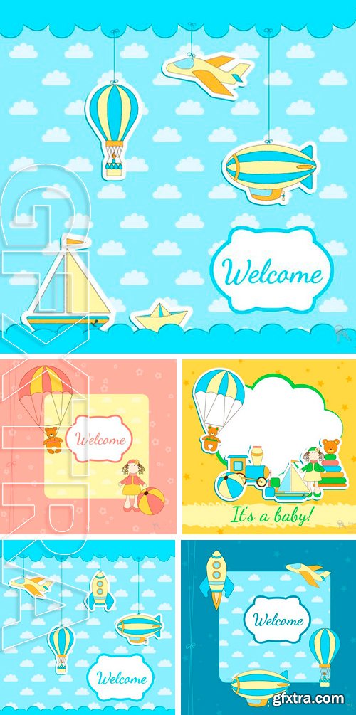 Stock Vectors - Cute baby background with toys