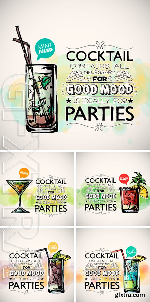 Stock Vectors - Hand drawn poster with cocktail and text part 2