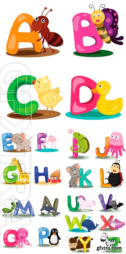 Stock Vectors - Illustrator alphabet animal LETTER