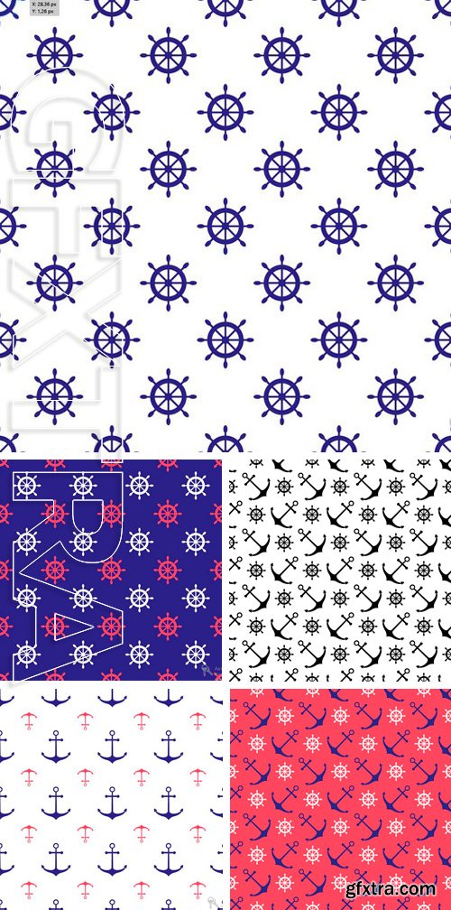 Stock Vectors - Seamless nautical pattern with scattered anchors and ship wheels