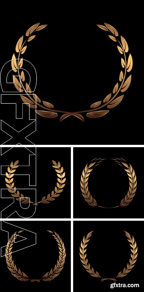 Stock Vectors - Vector gold award wreaths, laurel on black background vector illustration