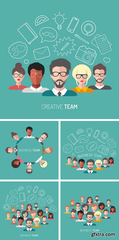 Stock Vectors - Vector illustration of business team management in flat style