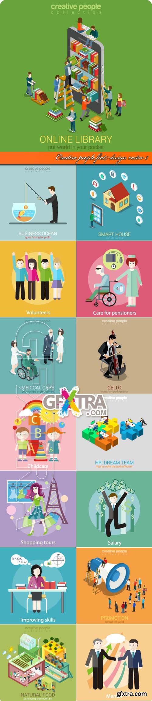 Creative people flat design vector 3