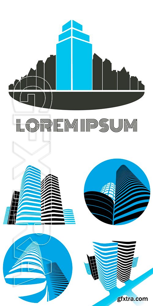 Stock Vectors - Modern office buildings round icon