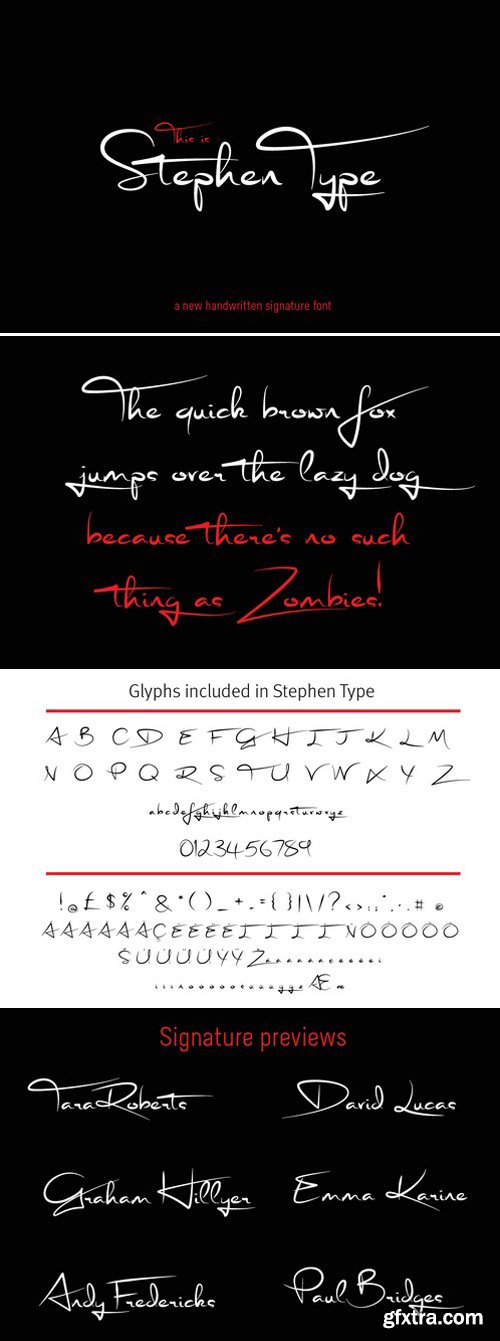 CM - Signature font - Stephen Type - logo