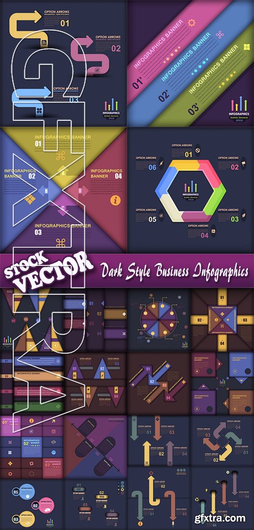 Stock Vector - Dark Style Business Infographics