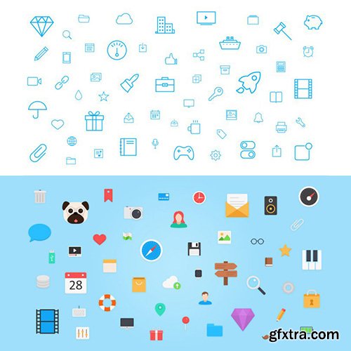 PSD, AI, SVG, EPS, PNG, SKETCH Vector Web Icons - Mega Flagship Icons