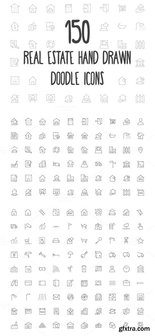 Real Estate Hand Drawn Doodle Icons - CM 160806