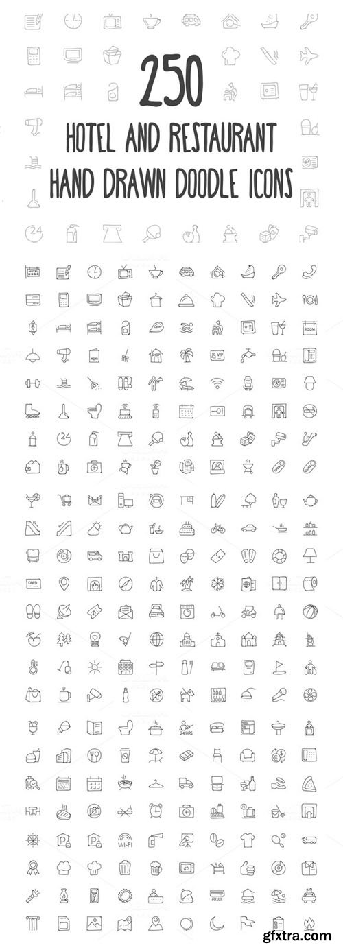 250 Hotel and Restaurant Doodle Icon - CM 160776