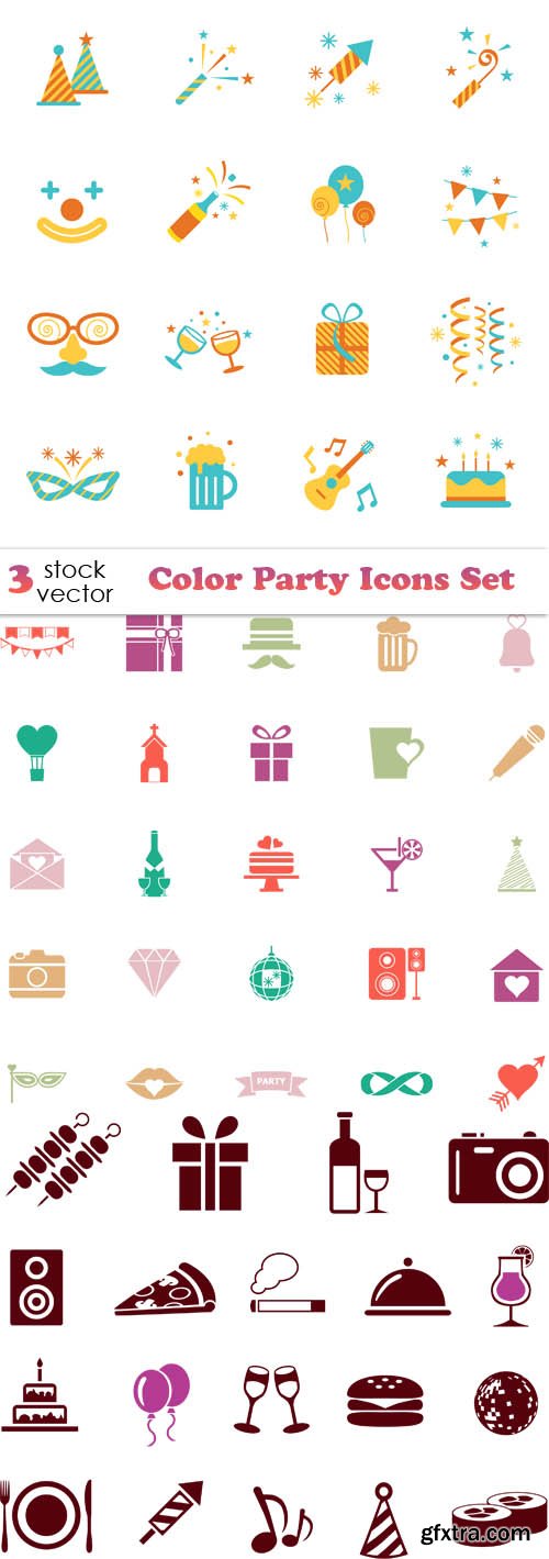 Vectors - Color Party Icons Set