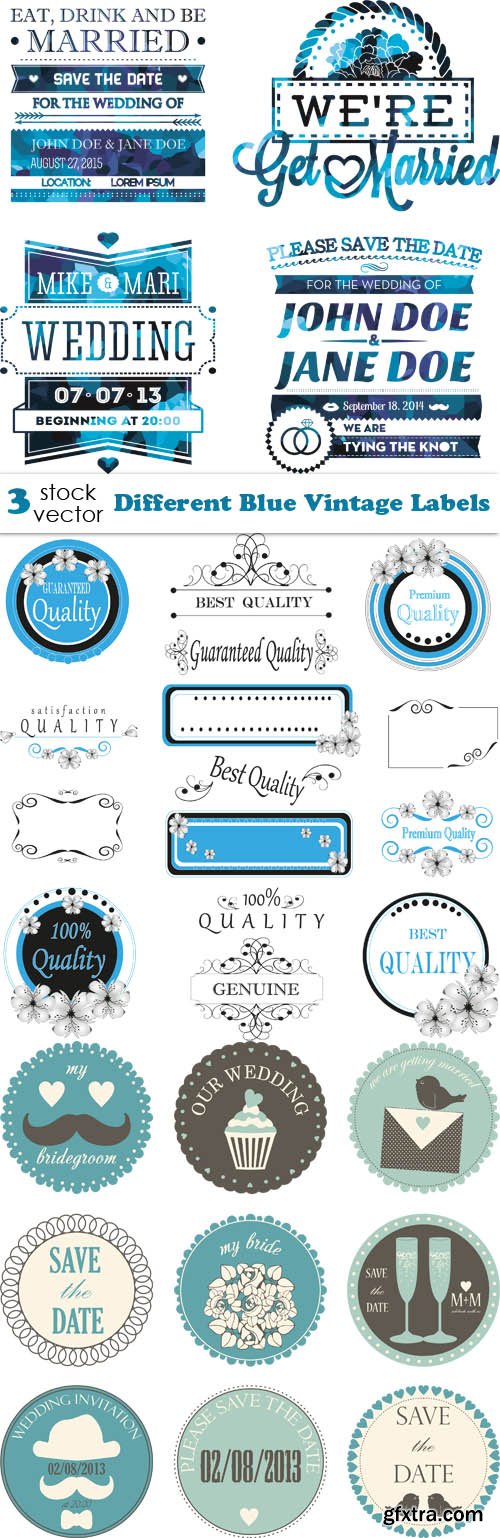 Vectors - Different Blue Vintage Labels