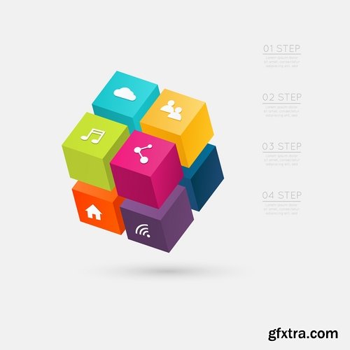 Collection elements of infographics vector image #21-25 Eps