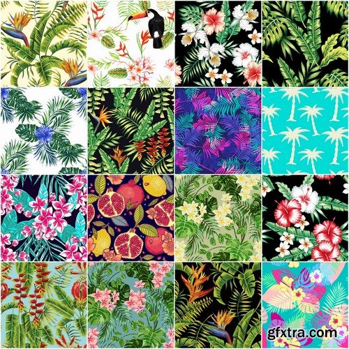 Collection of vector backgrounds picture flora 25 Eps