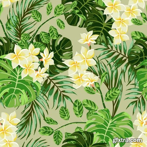 Collection of vector backgrounds picture flora 25 Eps