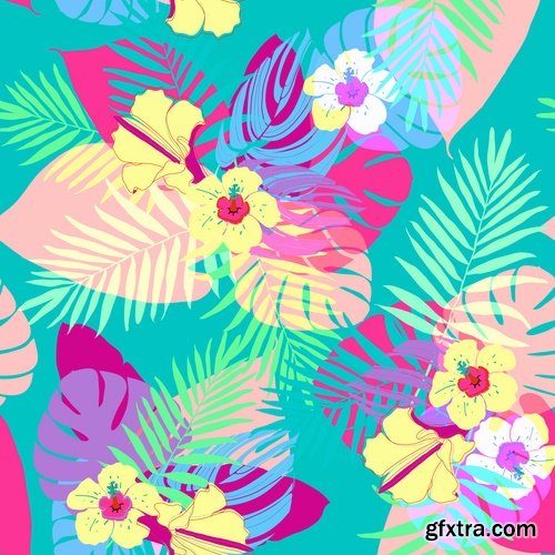 Collection of vector backgrounds picture flora 25 Eps