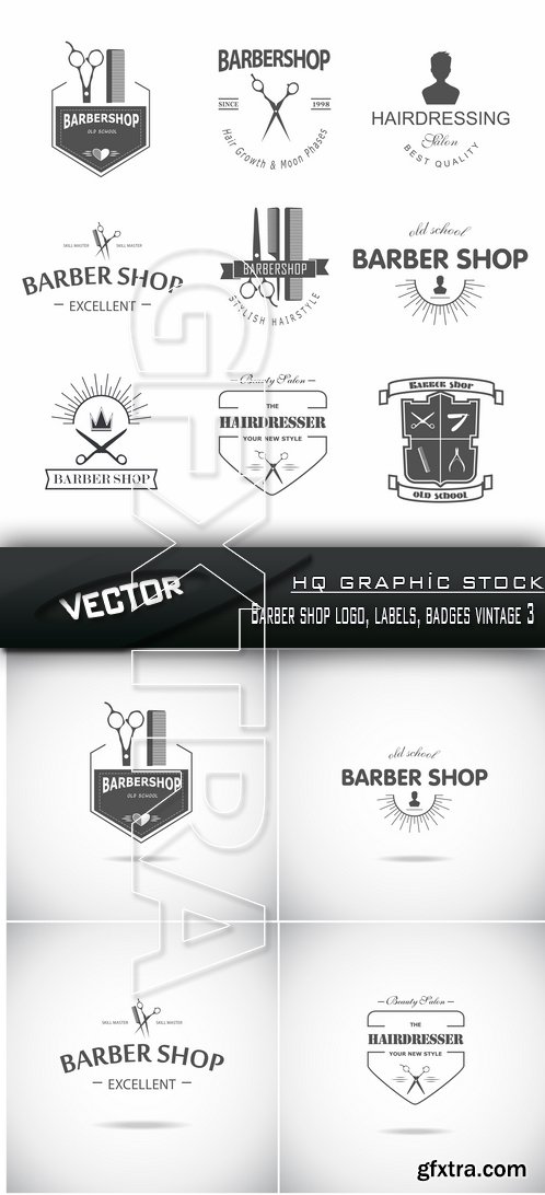 Stock Vector - Barber shop logo, labels, badges vintage 3