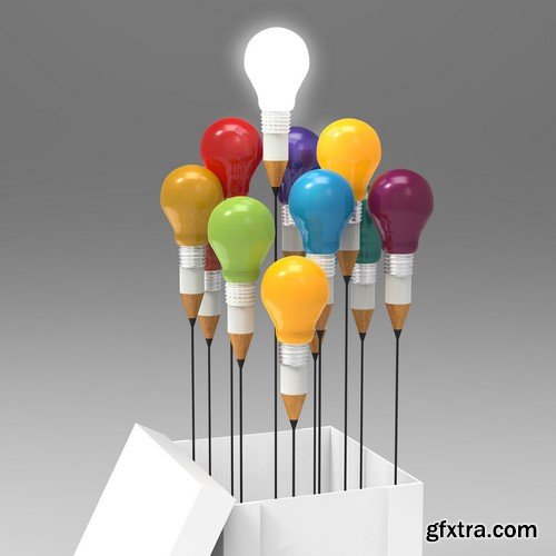 Light bulb outside the box as a creative 7x JPEG