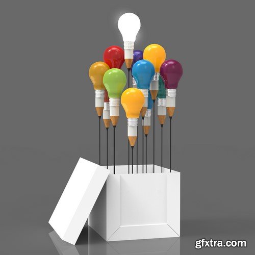 Light bulb outside the box as a creative 7x JPEG