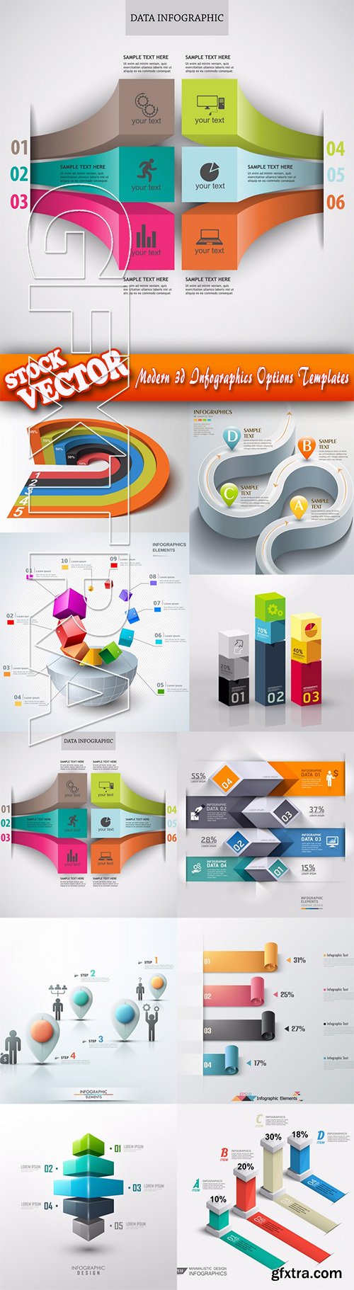 Stock Vector - Modern 3d Infographics Options Templates