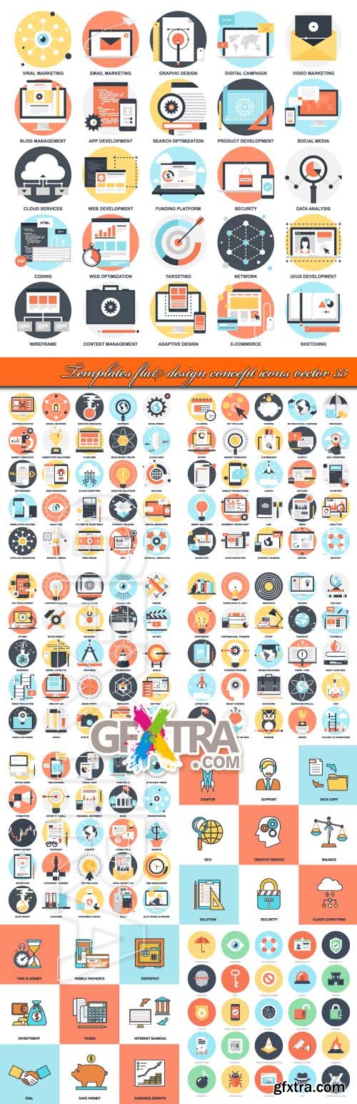 Templates flat design concept icons vector 33