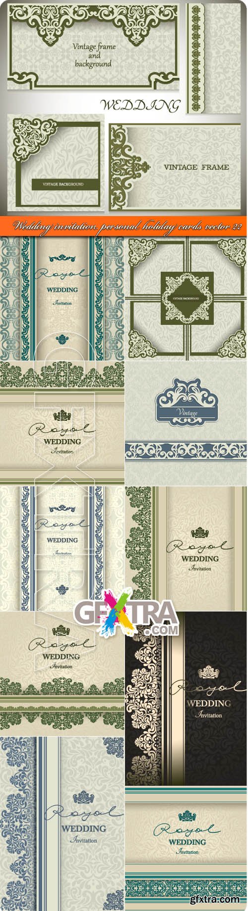 Wedding invitation personal holiday cards vector 22