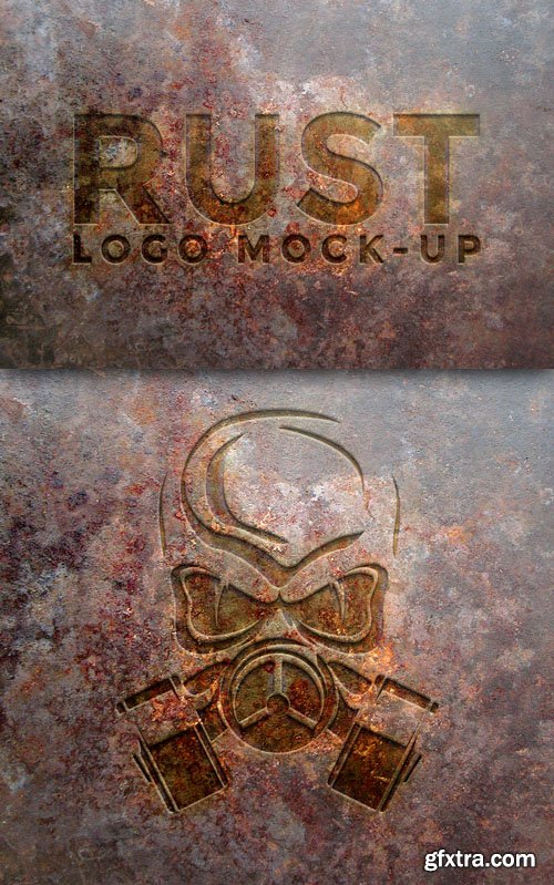 Rust Metal Logo PSD Mock-Up Template