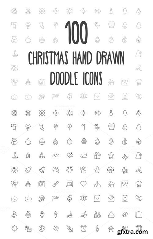 100 Christmas Hand Drawn Icons - CM 160685