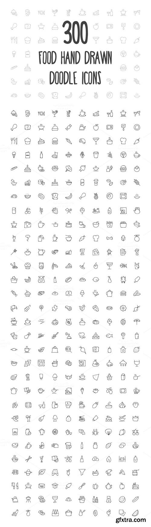 300 Food Hand Drawn Doodle Icons - CM 155353