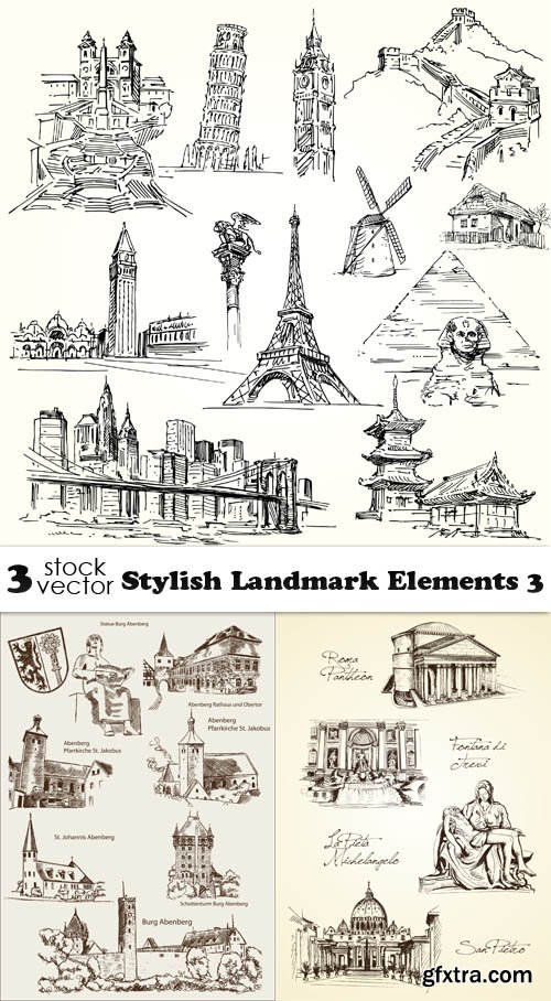 Vectors - Stylish Landmark Elements 3